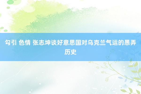 勾引 色情 张志坤谈好意思国对乌克兰气运的愚弄历史