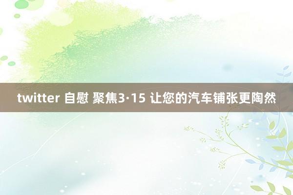 twitter 自慰 聚焦3·15 让您的汽车铺张更陶然